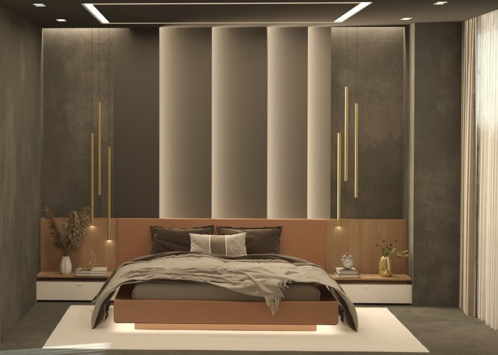 Dark wood bedroom design