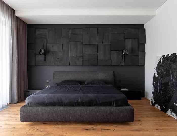 Bedroom black wall design