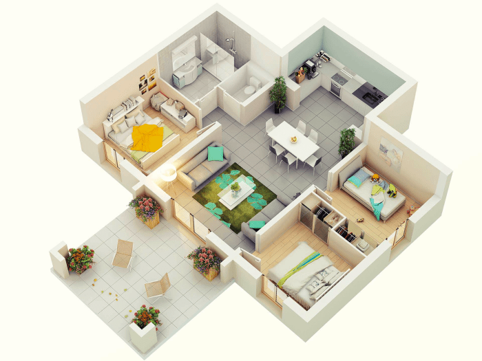 Home design 3 bedroom house