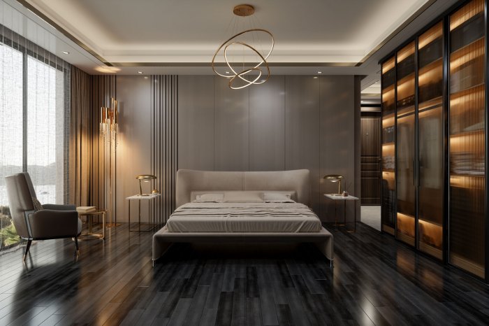 Dark wood bedroom design