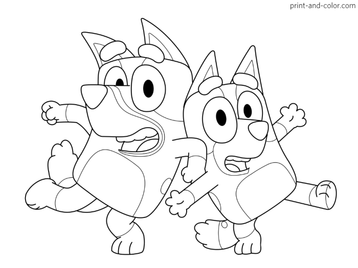 Bluey and bingo coloring page