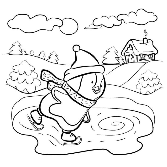 Winter coloring pages kids