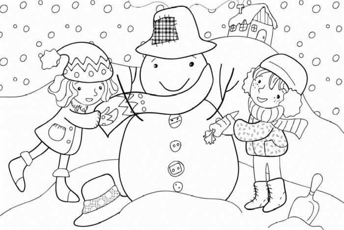 Winter coloring pages kids