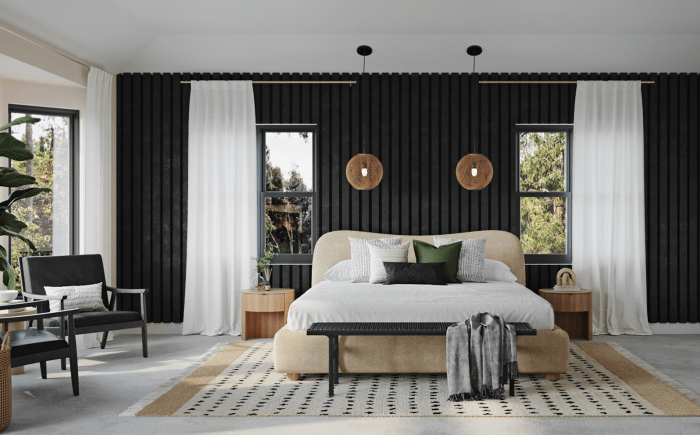 Bedroom black wall design