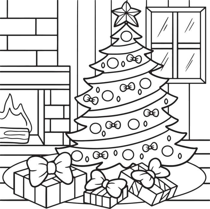 Christmas tree coloring page for kids