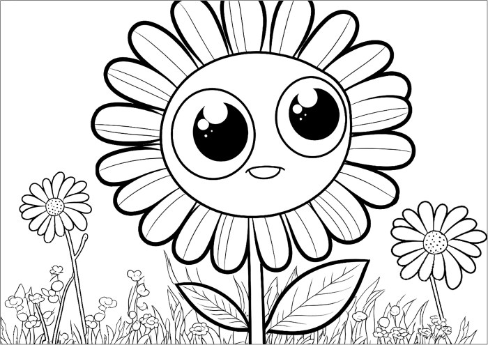 Flower coloring pages for kids