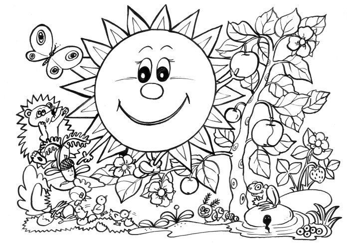 Nature coloring pages for kids