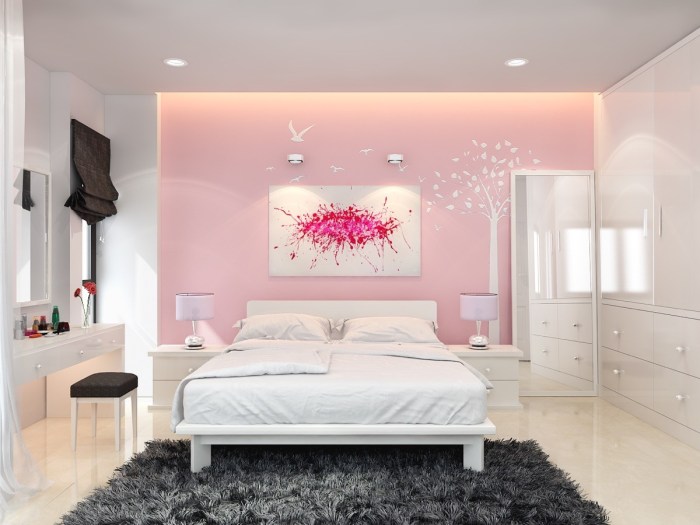 Bedroom pink wall paint design