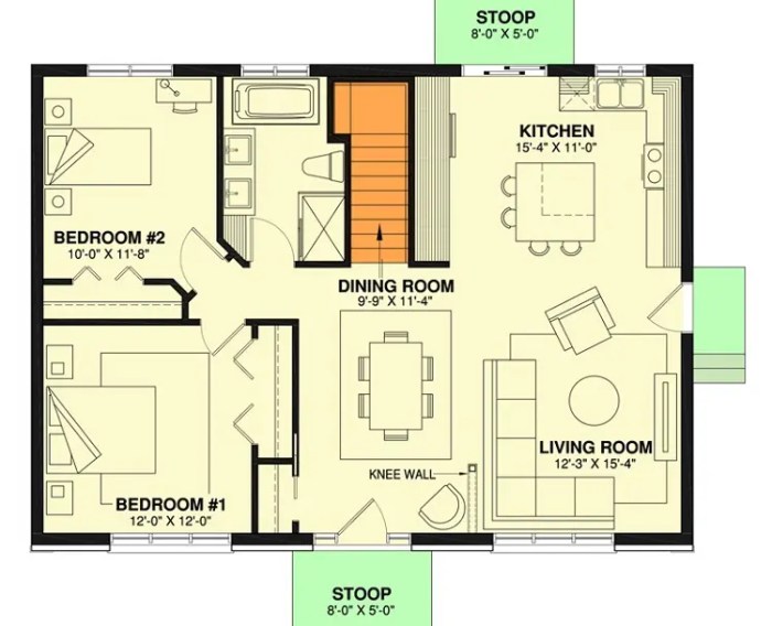 2 bedroom house plan design