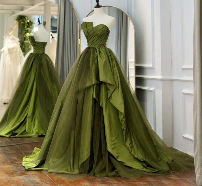 Plus size olive green dress for wedding